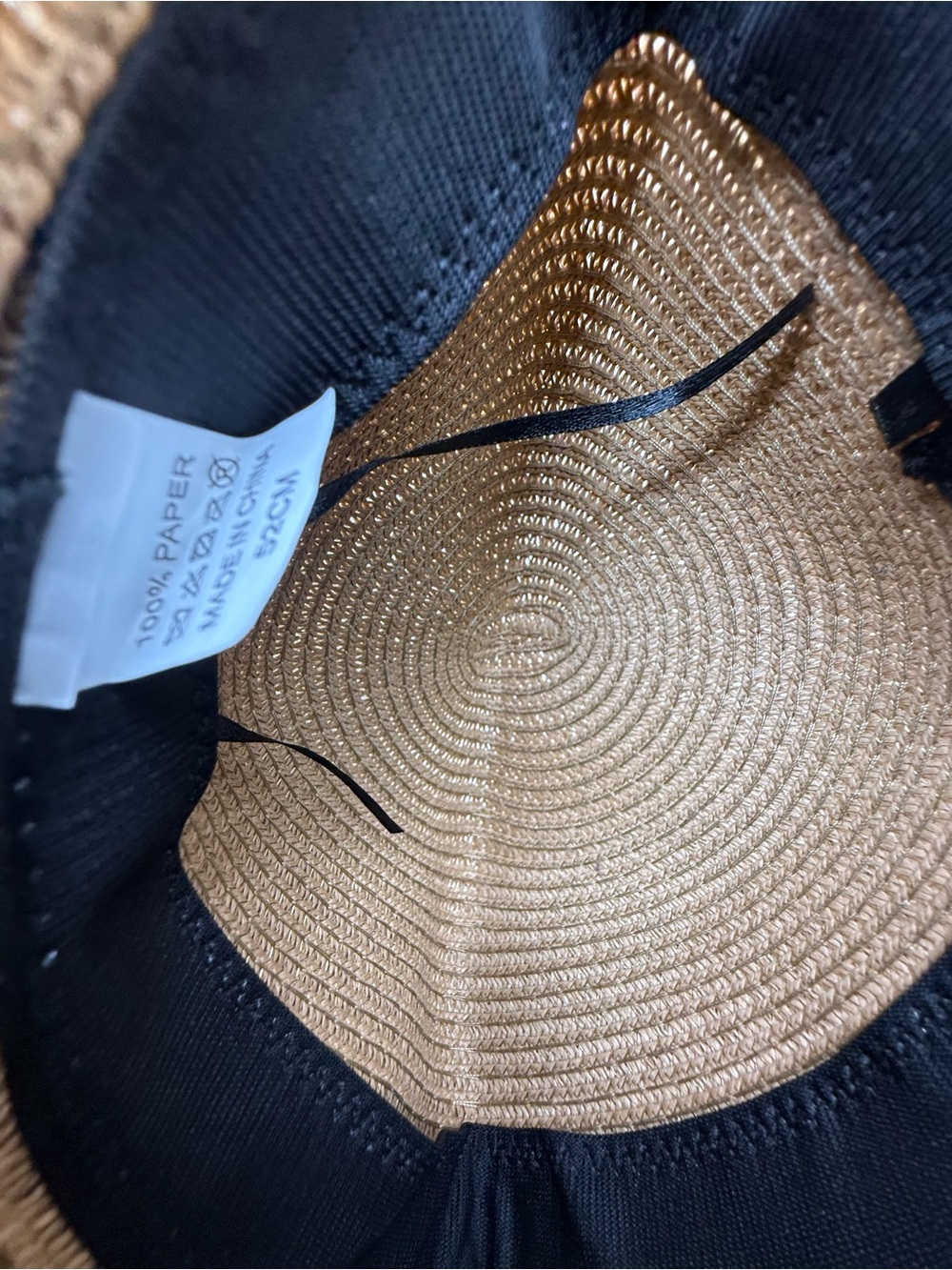 Natural Straw Sun Hat with Black Trim